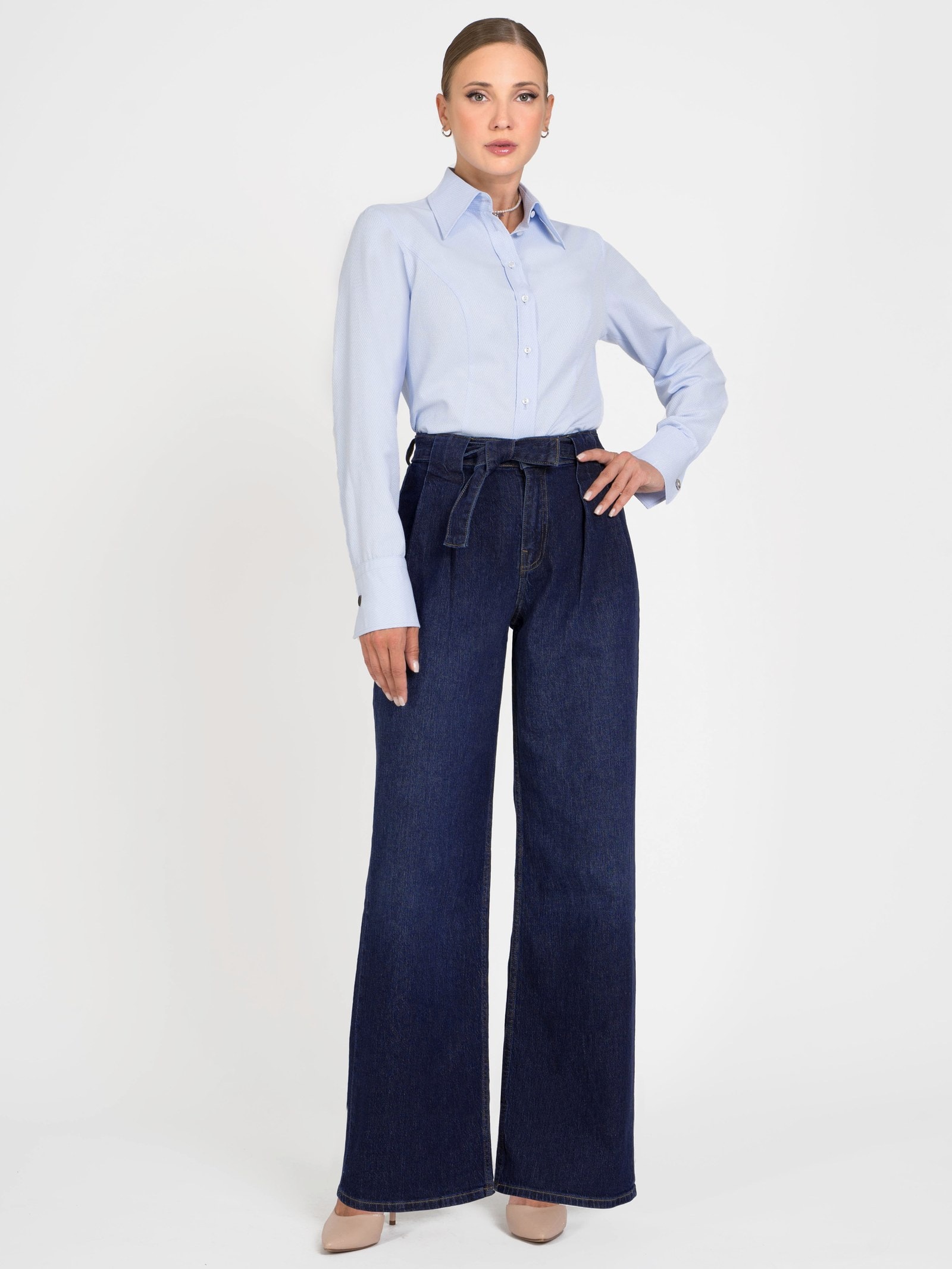 Paperbag-Waist Wide-Leg Jeans — 1