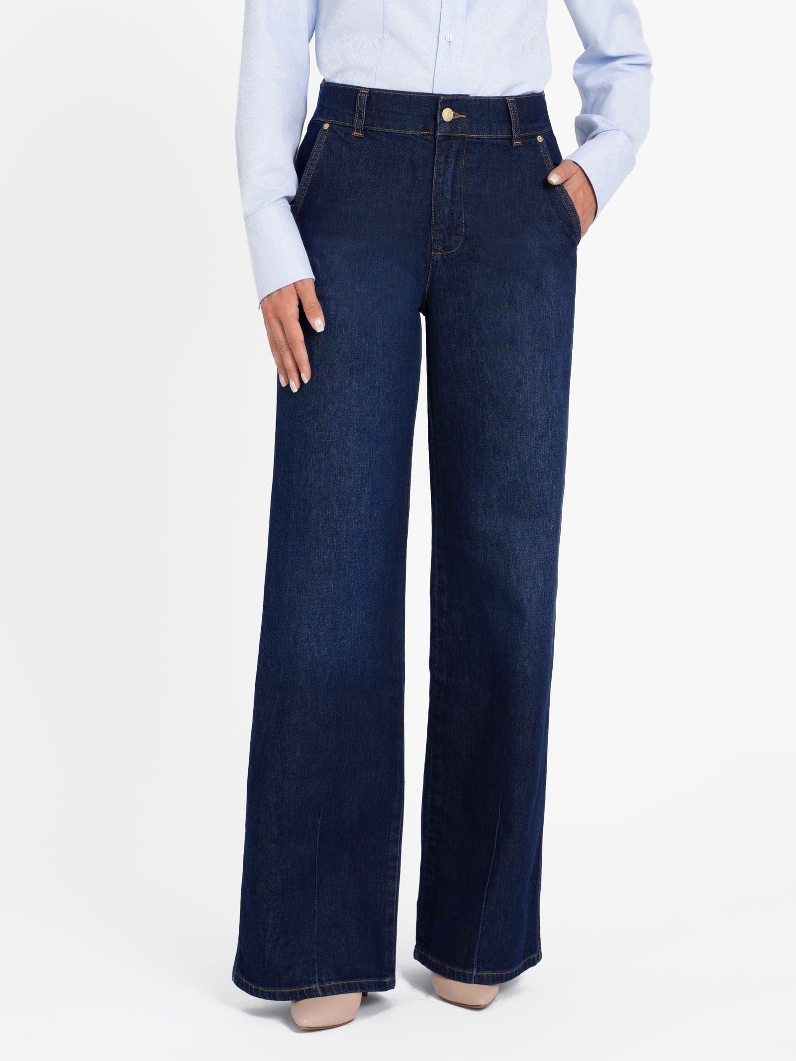 Wide-Leg Jeans — Ankle Pleat — 1
