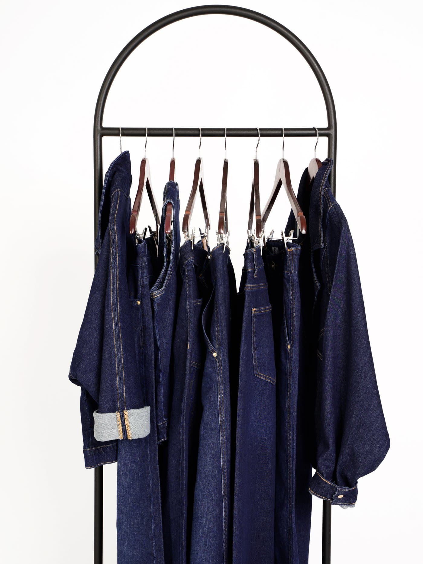 denim jackets on a rack